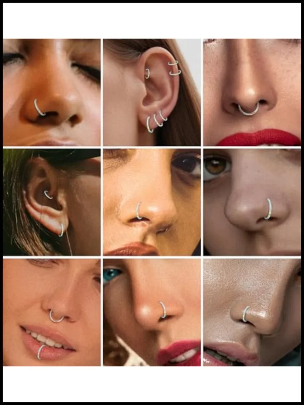 Opal Septum Ring Hinged Hoop Nose Ring 316L Surgical Steel